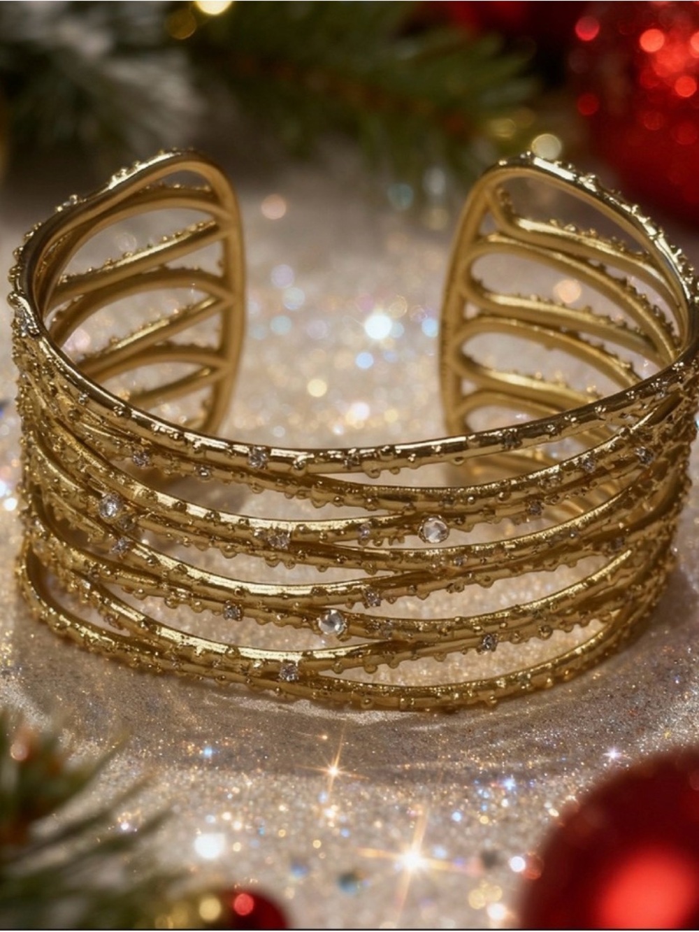 Kendra Scott Nicolas Cuff Bracelet – Matte Gold Plated Layered Crystal – RETIRED